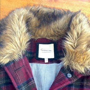 Adorable plaid jacket with pinstripe lining.